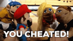 Cheater You Cheated Mario Stuffed Toy GIF