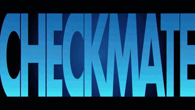 Checkmate In Blue Letters On Black Background GIF