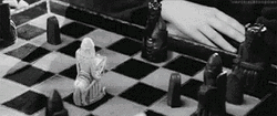 Checkmate Pieces Chair Smash Black And White GIF