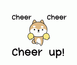Cheer Up Cute Animated Dog Cheerleader Pom Pom