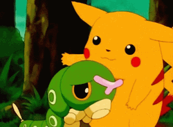 Cheer Up Friend Pikachu Caterpie Pokemon Anime