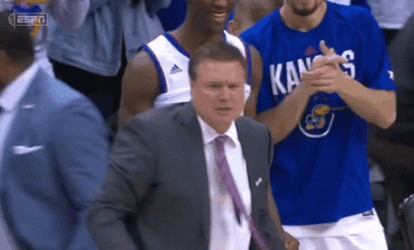 Cheering Rock Chalk Coach Bill Self GIF