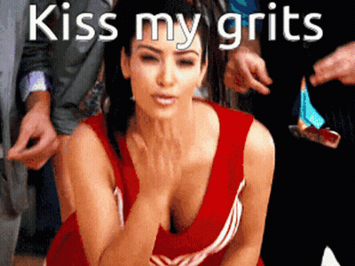 Cheerleader Blowing Kiss Saying Kiss My Grits GIF