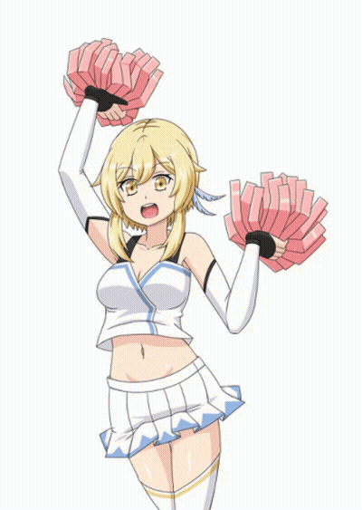 Cheerleader Girl Holding Pink Pom Poms GIF