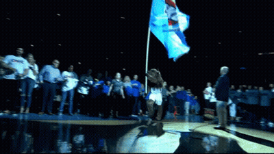 Cheerleader Holding Blue Flag GIF