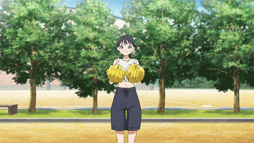 Cheerleader Holding Yellow Pom Poms GIF