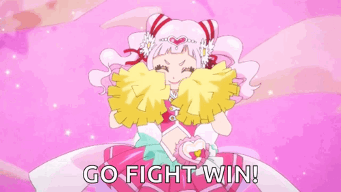 Cheerleader In Pink Dress Saying Go Fight Win GIF