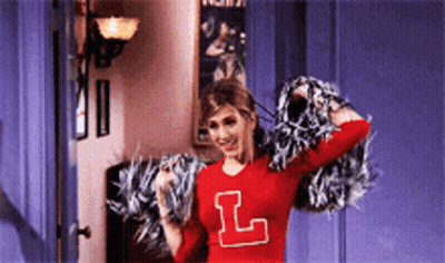 Cheerleader In Red Sweater With Letter L GIF