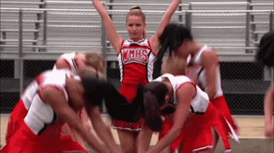 Cheerleader In WHHS Uniform Huddling GIF