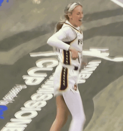 Cheerleader In White Jersey With Letter F GIF
