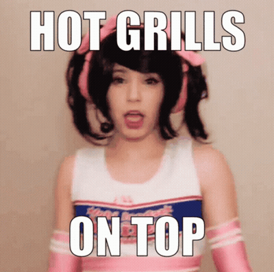 Cheerleader Saying Hot Grills On Top GIF