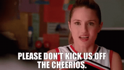 Cheerleader Saying Please Don't Kick Us Off The Cheerios GIF