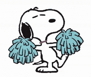 Cheerleader Snoopy Blue Pompoms GIF