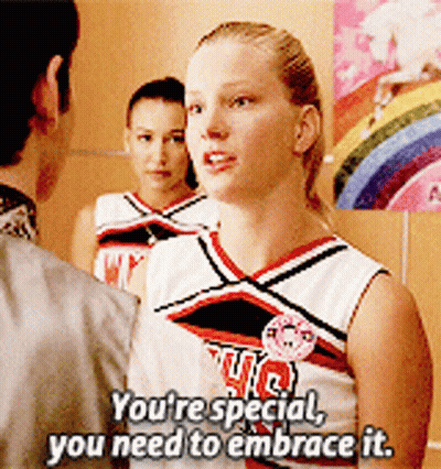 Cheerleader Telling Man You're Special GIF