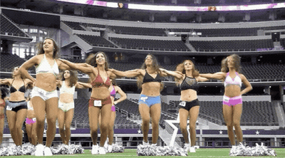 Cheerleaders Dancing On Field One Wearing Number 8 GIF