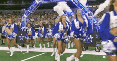 Cheerleaders Dancing With Cowboys Banner GIF