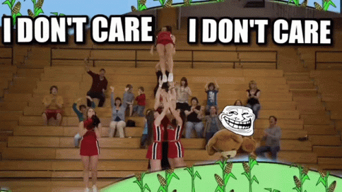 Cheerleaders Doing Trick Saying I Don't Care GIF