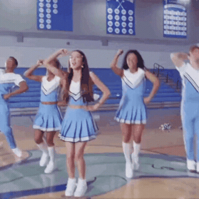 Cheerleaders In Blue Uniforms Dancing GIF