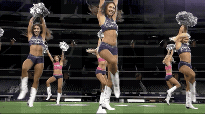 Cheerleaders In Cowboys Uniforms Performing GIF