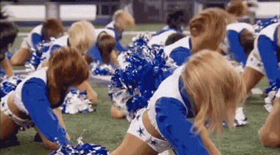 Cheerleaders Kneeling On Field GIF