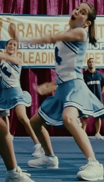 Cheerleaders Performing In Front Of Orange County Sign GIF