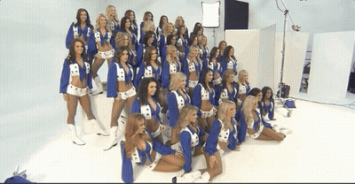 Cheerleaders Posing With Letter B GIF