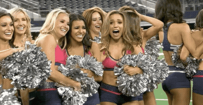 Cheerleaders Posing With Pom Poms GIF