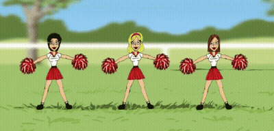 Cheerleaders Standing In A Row With Pom Poms GIF