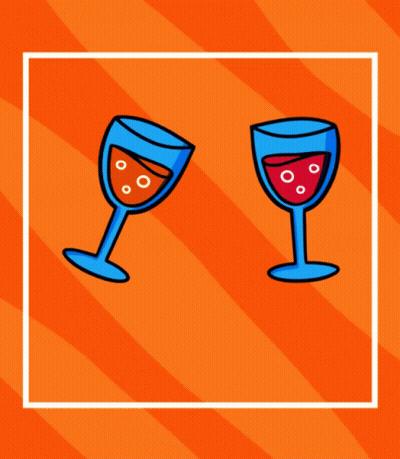 Cheers Card With Two Glasses Of Wine GIF