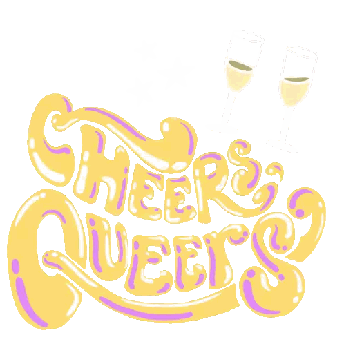 Cheers Queers Logo With Champagne Glasses Sticker