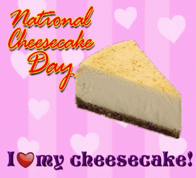 Cheesecake Slice On Pink Background National Cheesecake Day I Love My Cheesecake GIF