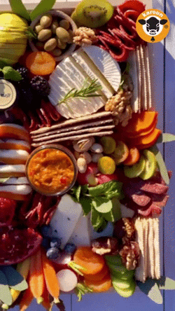 Cheesy Charcuterie Table Party GIF
