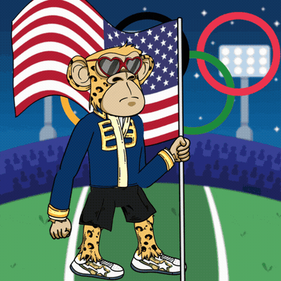 Cheetah Holding American Flag In Stadium GIF