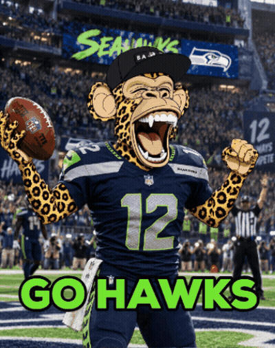 Cheetah Holding Football Go Hawks GIF