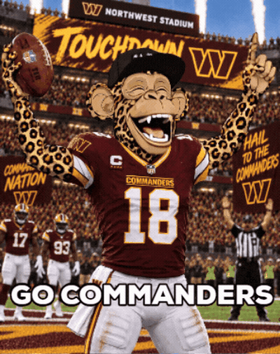 Cheetah Mascot Holding Football With Touchdown Sign
