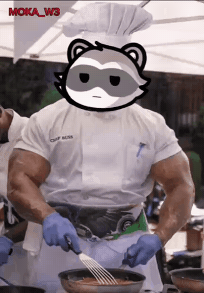Chef Cooking In Raccoon Mask GIF