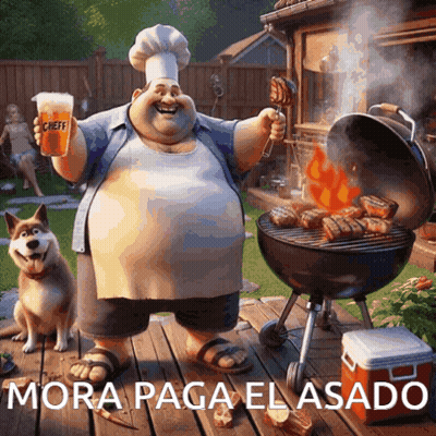 Chef Holding Beer While Grilling GIF