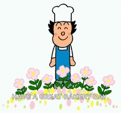 Chef Man With Apron Among Pink Flowers GIF