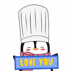 Chef Penguin Heart Love You GIF