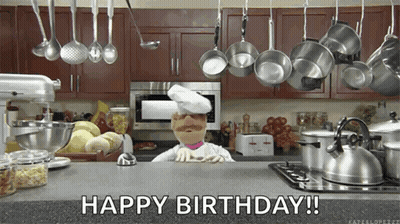 Chef Saying Happy Birthday Kitchen Pots Pans GIF