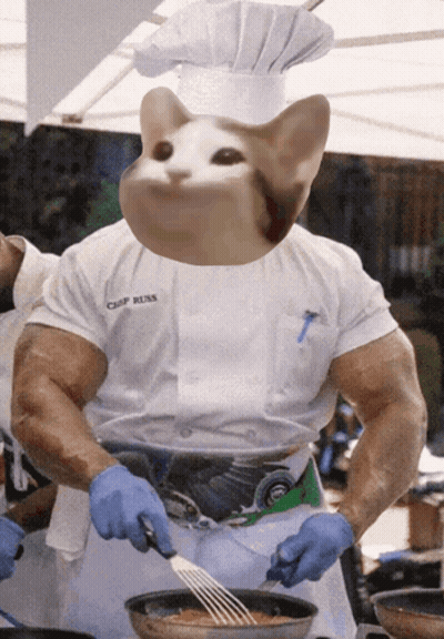 Chef With Cat's Head GIF