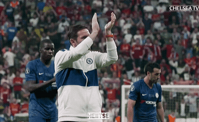 Chelsea TV Showing Soccer Game Blue Jerseys GIF