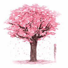 Cherry Blossoms Sakura Pink Flowers Painting Slow Motion GIF
