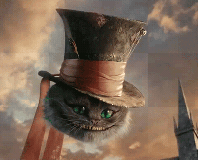 Cheshire Cat In Top Hat Smiling GIF