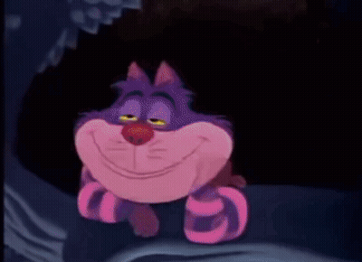 Cheshire Cat Smiling With Tongue Out GIF
