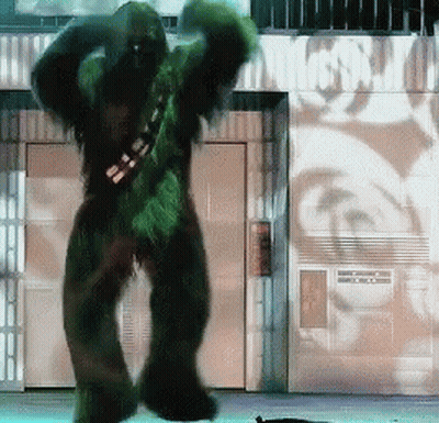 Chewbacca Dancing In Front Of Elevator Sign GIF