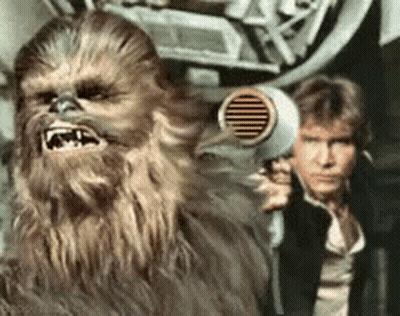 Chewbacca Holding Hair Dryer GIF