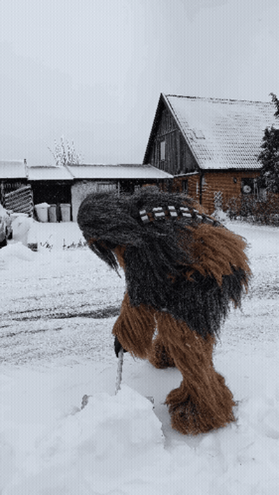 Chewbacca Walking Through Snow GIF