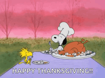 Chewing Happy Thanksgiving Snoopy  GIF