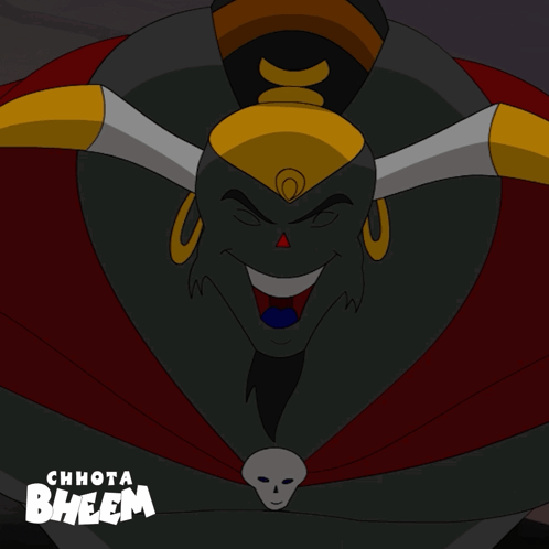 Chhota Bheem Character With Horns And Skull GIF